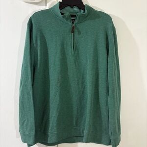 Club Room Mens Green Quarter Zip Mock Neck Sweater Sz XXL Classic Preppy Golf
